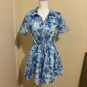 Lulu's Blue Floral Mini Shirt Dress